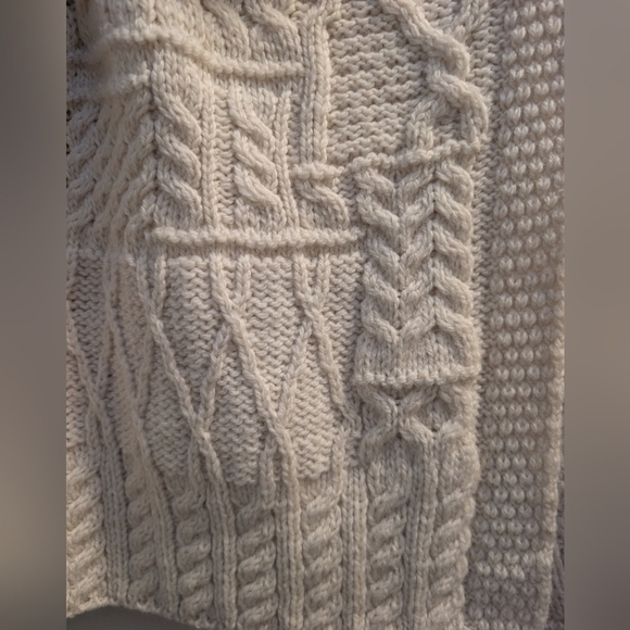 Vintage Irish Aran Woollen Mills One-Button Draped Collar Merino Sweater – XS - Picture 5 of 7